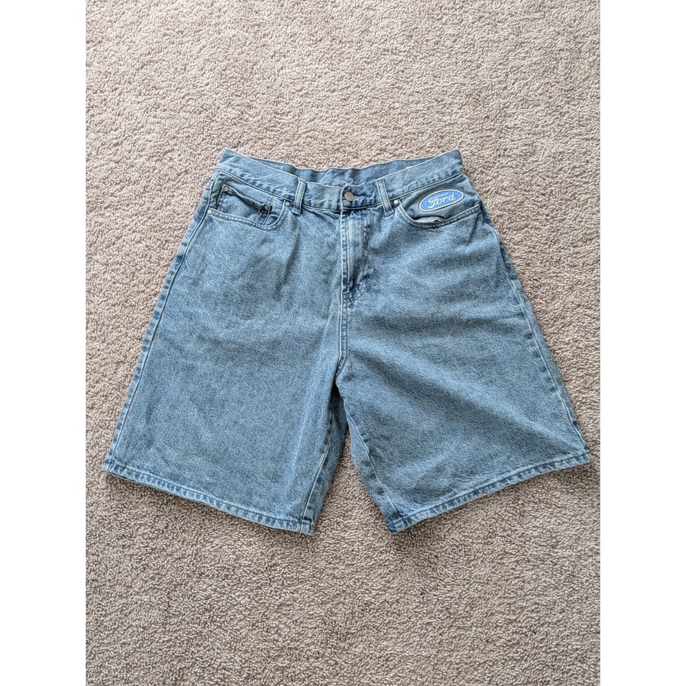 PacSun Ford Shorts Mens 34 (Fits 31) Blue Denim 5 Pocket Relaxed 9 Inch Inseam
